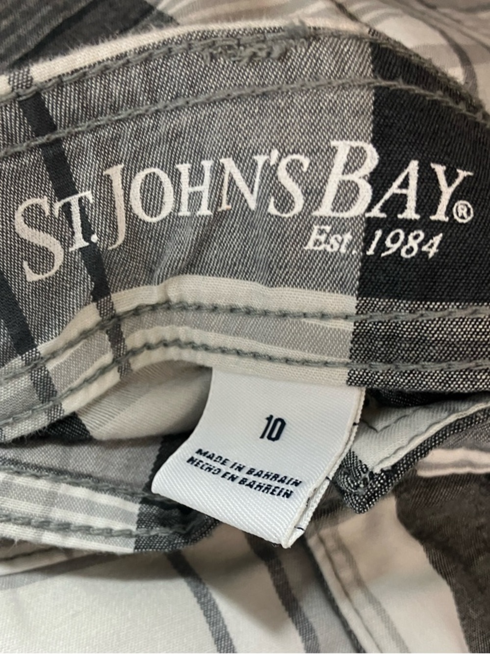 St. John's Bay Black and White Plaid Flat-Front Shorts - Picture 2 of 9